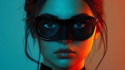 Fototapeta premium Young Woman with a Face Mask, Ultra-detailed Hyper-realistic Render