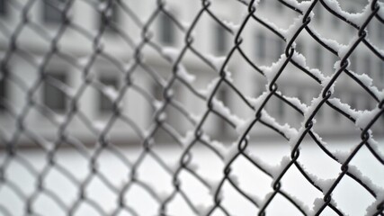 Fototapeta premium Snowy Chain Link Fence