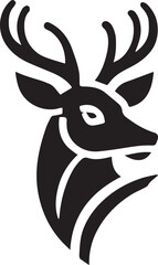 Tribal-Style Deer Head Vector Illustration Black and White