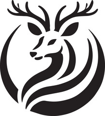 Tribal-Style Deer Head Vector Illustration Black and White