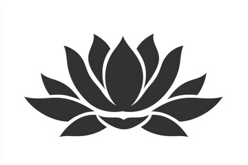 Black Lotus Flower Silhouette on White Background for Design Use