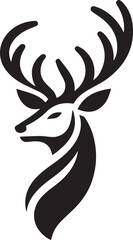 Tribal-Style Deer Head Vector Illustration Black and White