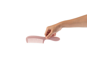 Naklejka premium Hand and hair comb isolated on transparent background
