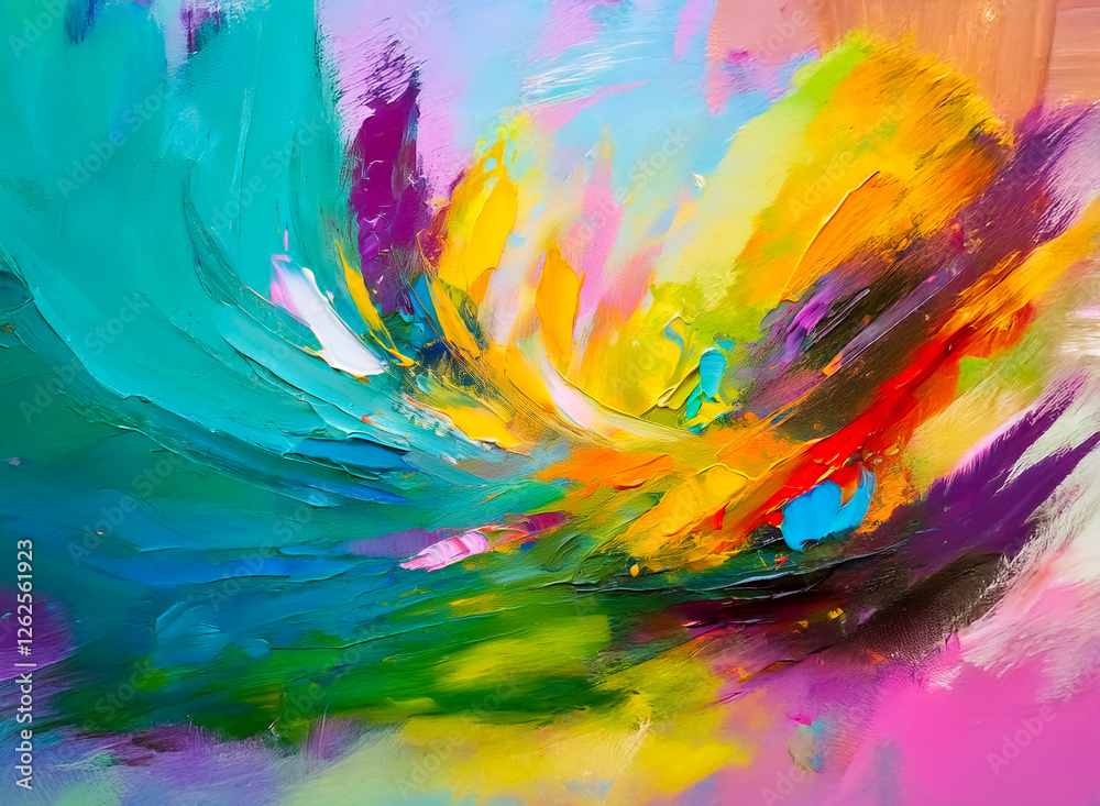 Aufkleber abstract painting featuring a dynamic swirl of vibrant colors. bold brushstrokes create a sense of m