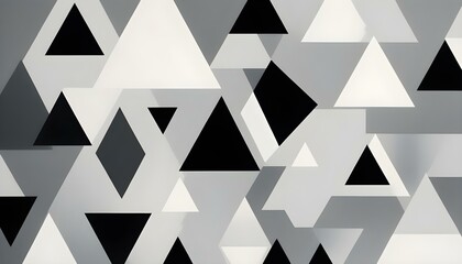 Abstract Geometric Illustration Black White and Grey Triangles in a Checkered Conceptual Design