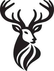 Tribal-Style Deer Head Vector Illustration Black and White