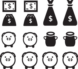 set of black and white icons