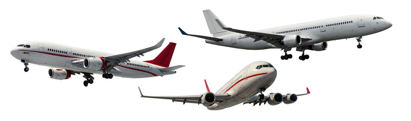 Obraz premium set of airplanes flying over a transparent PNG background