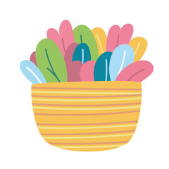 Potted plant vector illustration. Cute colorful plant in clay pot isolated on a white background. Happy plant for stickers