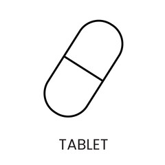 A tilted capsule icon in vector, symbolizing pharmaceutical or over the counter medication, with an editable stroke