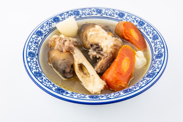 A bowl of carrot stewed with beef trotter bone soup