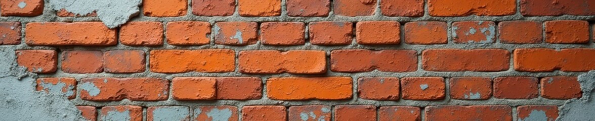 Obraz premium Close-up weathered brick, peeling paint Rustic texture , aesthetic, texture