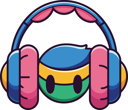 colorful headphones character design clip art preview
