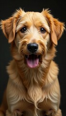 Fototapeta premium Coarse, wiry brown and beige dog fur, longer hairs , coarse hair, closeup, long hair