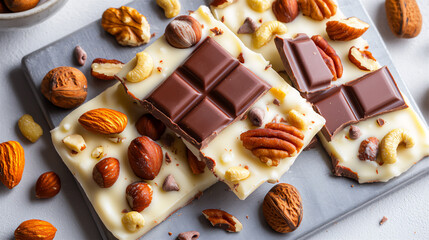 Fototapeta premium nature-inspired white chocolate bark with nuts