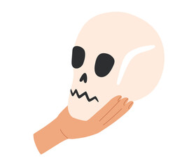 Shakespeare icon. Hamlet skull monologue sign. Classic theater and drama symbol. Artistic stage performance. Theatre Day stickers. Flat Vector illustration isolated on white background