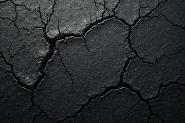 Obraz premium Cracked black concrete, textured surface, product showcase , shadow, aged, cement