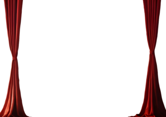 red theater curtains on transparent png background