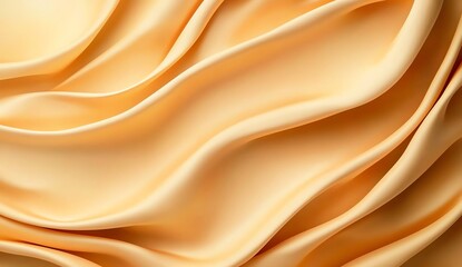 Obraz premium A close-up image of soft, flowing fabric in a warm peach hue, featuring elegant drapes and smooth textures that create a sense of luxury and sophistication.