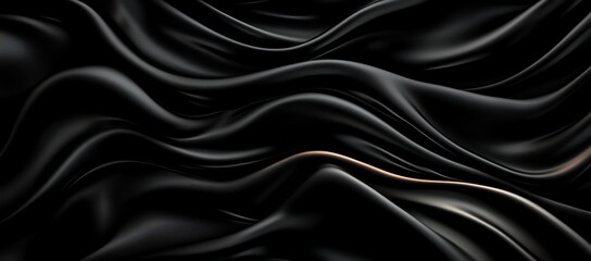 Obraz premium A visually striking image of flowing black fabric, creating a sense of elegance and depth. The smooth waves and soft textures evoke a feeling of luxury and sophistication.