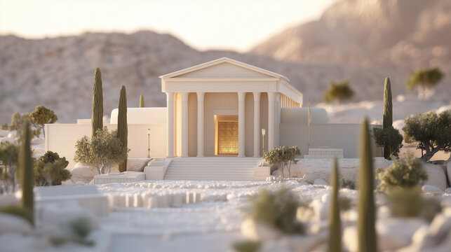 A detailed 3D rendering of a biblical wilderness sanctuary