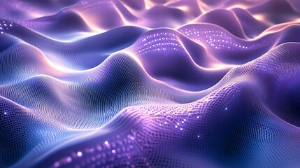 Obraz premium shiny plastic waves in purple and blue textures, glowing lights, and a lustrous liquid wavy texture