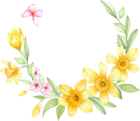 Daffodil and Greenery Floral Wreath