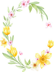 Whimsical Tulip and Butterfly Wreath