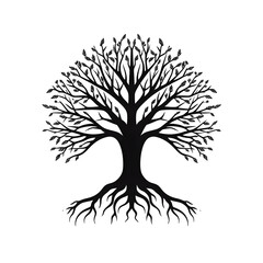 tree with roots silhouette