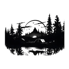 Obraz premium camp silhouette