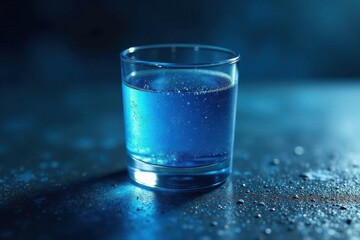 Deep blue glass, textured surface, iridescent highlights, iridescent, aqua, close-up