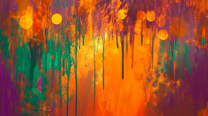 Fototapeta premium Vibrant Expressionist Dripping Paint Abstract