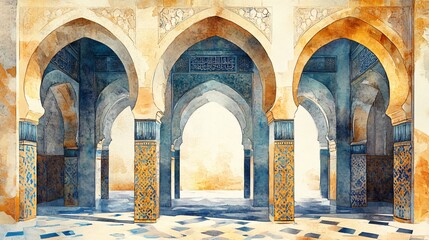 Watercolor Painting Depicting Intricate Architectural Detail for Design Inspiration and Historical Preservation