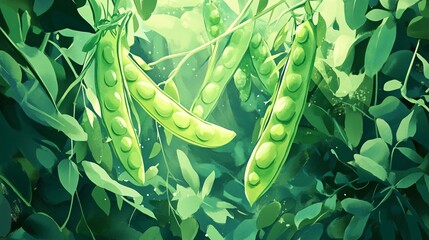 Vibrant Watercolor Illustration of Fresh Green Peas: Perfect for Culinary and Nature Concepts