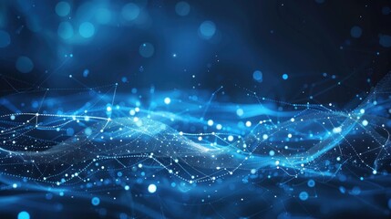 Obraz premium Abstract Blue Network: Digital Connectivity and Data Flow Visualization