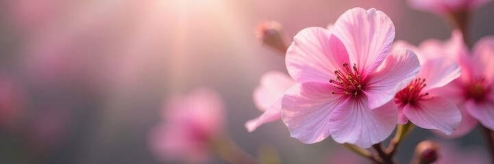 Obraz premium Delicate pink flower cluster, ethereal soft focus, petals, bokeh, pink