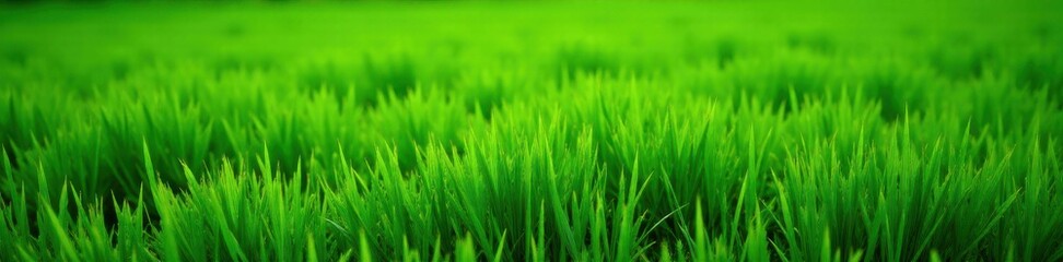 Fototapeta premium Dense emerald grass patch, perfectly cut, clean background , detail, green