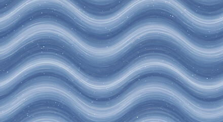 Blue waves crash against a starry night sky in this abstract painting