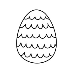 Cute decorated Easter egg isolated on white background. Vector hand-drawn illustration in doodle style. Perfect for holiday designs, cards, logo, decorations.