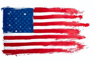 Abstract American Flag Painted with Brushstrokes