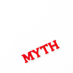 Fototapeta premium Myth text stamp red rubber stamp on white background. Generative AI