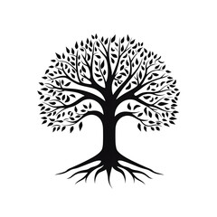 a tree with roots silhouette