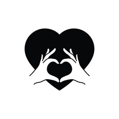 Two hands in the form of a heart icon love sign