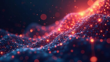 Fototapeta premium Intricate network of glowing particles forming abstract mesh , science, backdrop