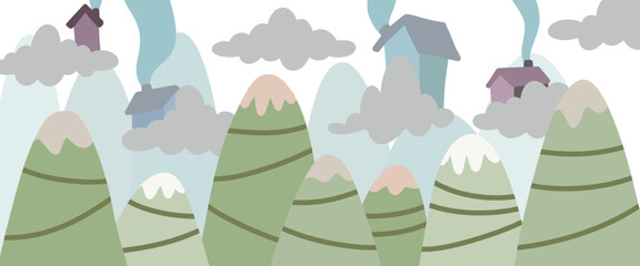 Wall art, wallpaper, wall sticker, Nursery Vector illustration. Scandinavian style.  background design. 