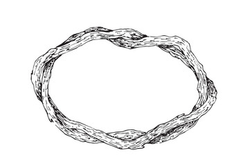 Twig wreath hand drawn vector illustration.