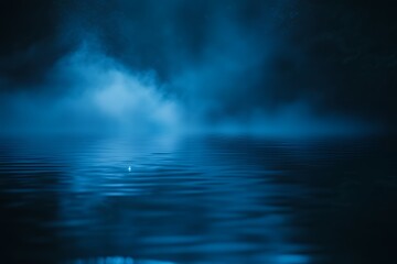 Obraz premium Serene Night Lake Mist Tranquil Water Reflections at Dusk