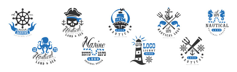 Marine and Nautical Original Logo Design Template Vector Set