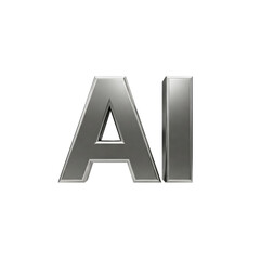 AI written in futuristic 3d chrome style