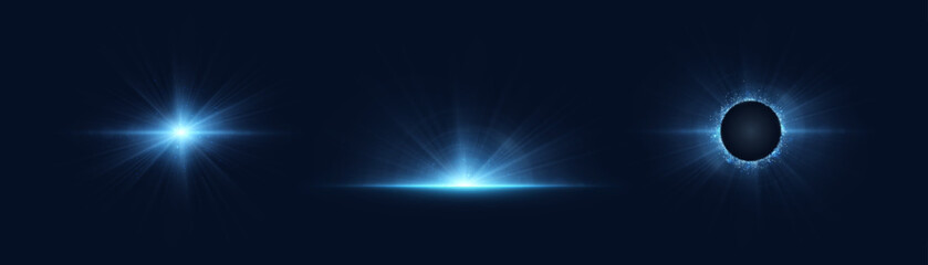 Obraz premium Abstract blue vertical and horizontal glow. Bright explosion of light flickering rays on transparent background for design and vector illustrations.